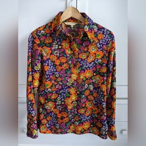Beautiful vintage J.C. Penney collared floral shirt, size vintage 14 / modern S